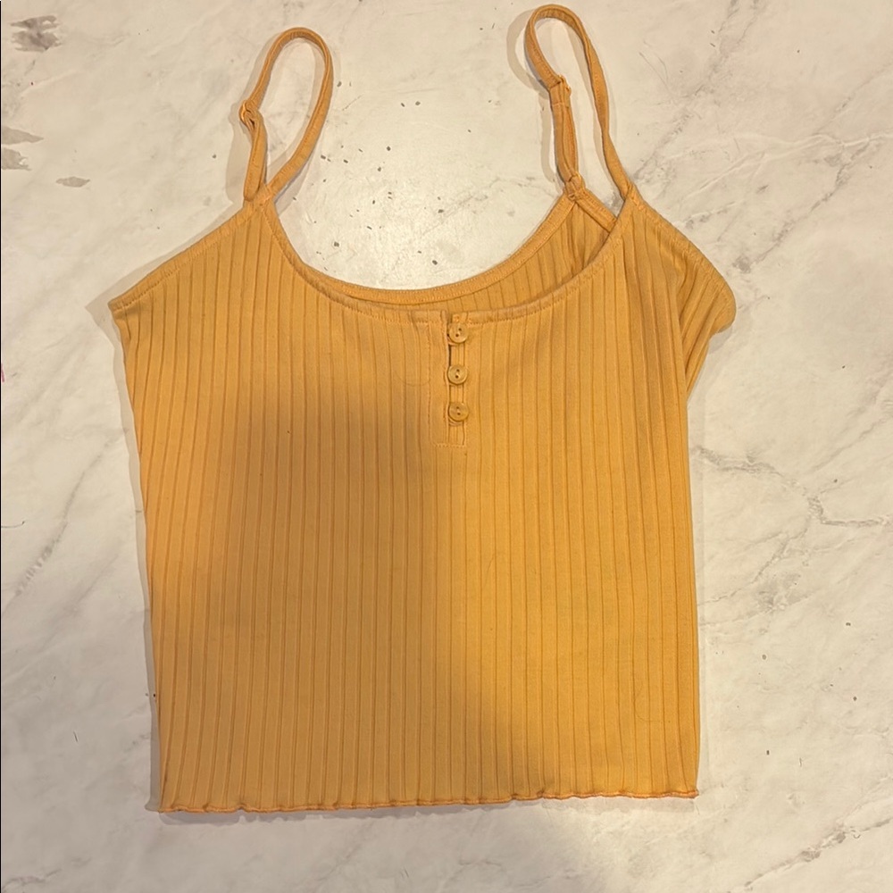 Women's Orange Ribbed Tank Top